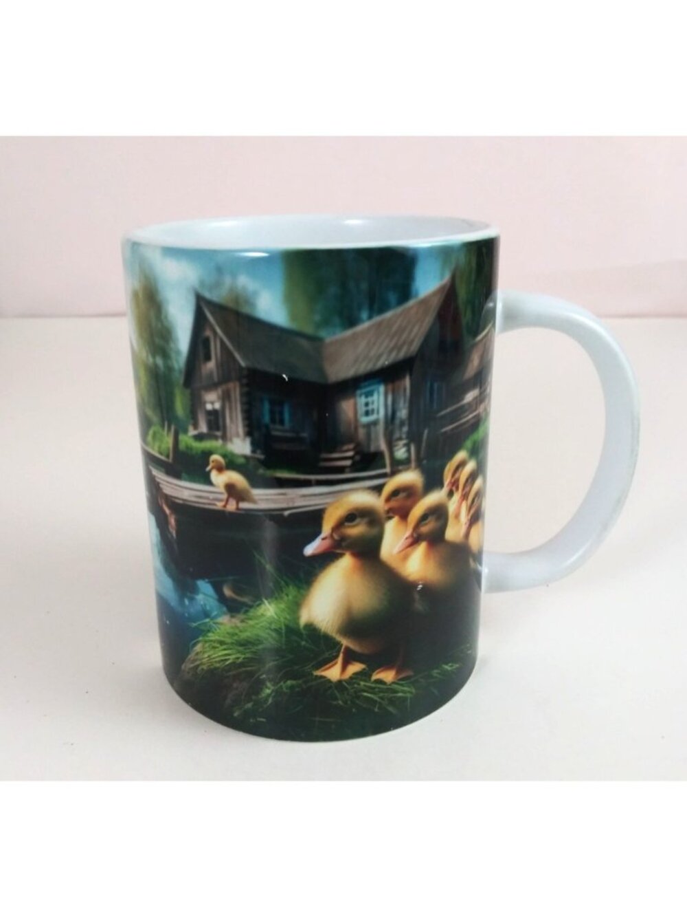 Duckling By Pond & Rustic Cabin Coffee Cup Mug